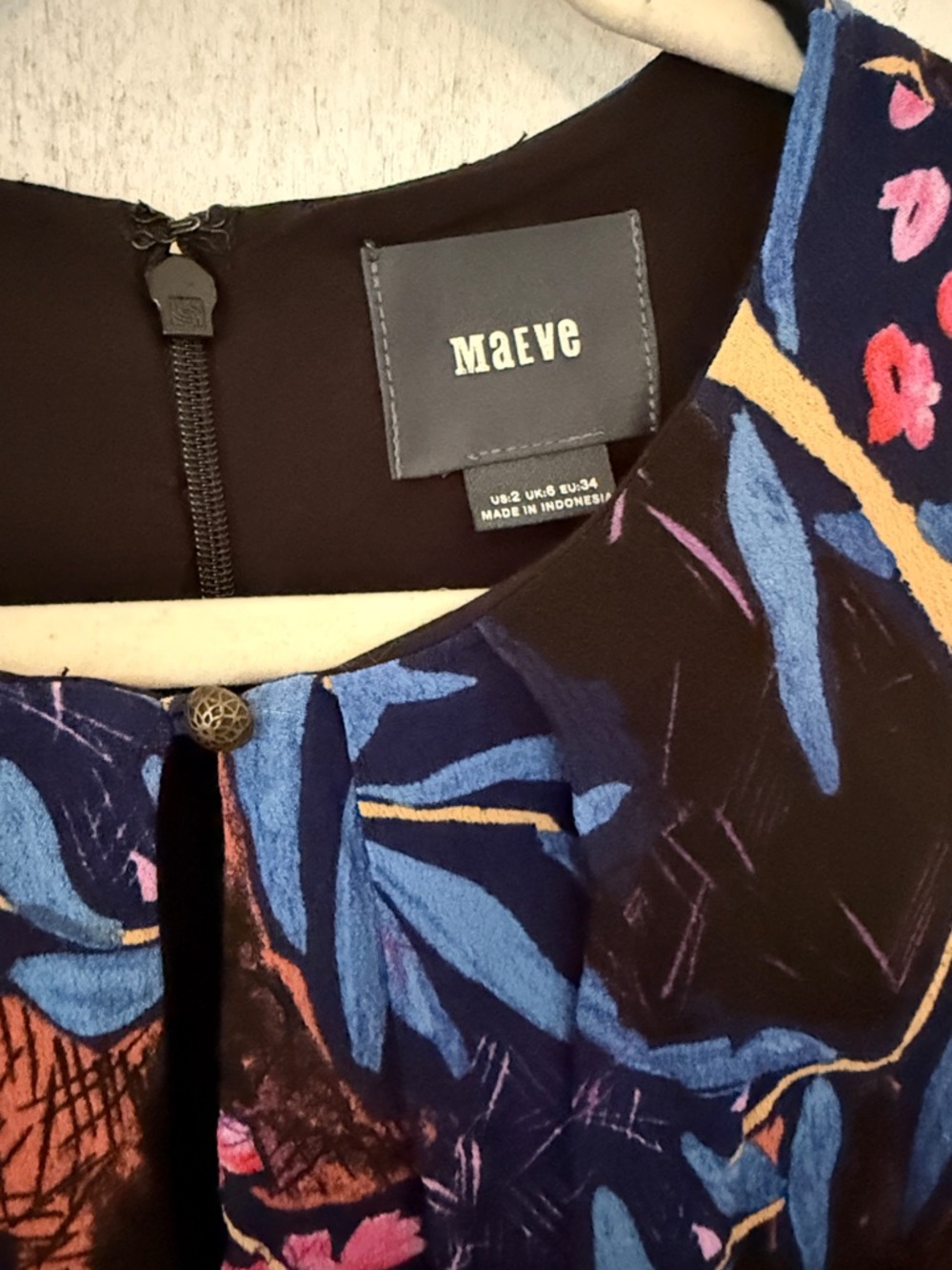 Anthropologie Cold-Shoulder Floral Mini Dress in Blue and Purple
